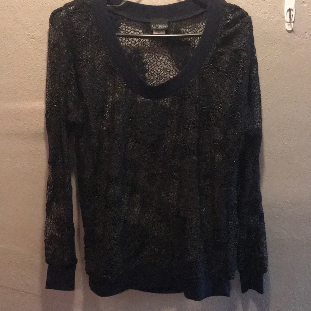 Daytrip black lace sweatshirt.